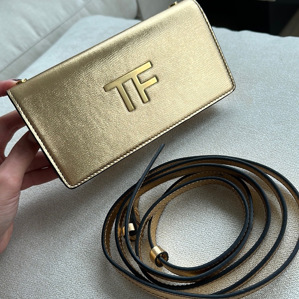 TOM FORD LAMINATED LEATHER MINI BAG with dust bag